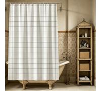 LIHUANE Shower Curtain 115 x 160 cm Quick-Drying Shower Curtain with Hooks Weighted Hem for Bathtubs and Stall, Black and White