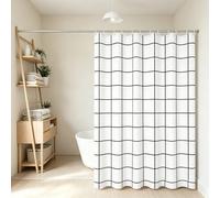 LIHUANE Shower Curtain 60 x 260 cm Quick-Drying Bath Curtains with Hooks Weighted Hem for Bathroom Wet Room Tub, Black and White