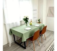 LIHUANE Table Cloth Rectangular 80 x 130 cm Faux Linen Solid Colour Tablecloths Wipe Clean Washable Polyester for Kitchen Outdoor Garden Table, Green