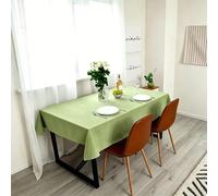 LIHUANE Table Cloth Rectangular 80 x 130 cm Faux Linen Solid Colour Tablecloths Wipe Clean Washable Polyester for Kitchen Outdoor Garden Table, Light Green