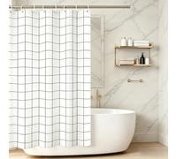 LIHUANE Washable Bathroom Curtain 110 x 210 cm Mould Resistant Bath Curtains with Hooks Weighted Hem for Bathtubs and Shower Stall, Black and White