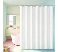 LIHUANE Washable Bathroom Curtain 165 x 190 cm Mould Resistant Bath Curtains with Hooks Weighted Hem for Bathroom Wet Room Tub, White
