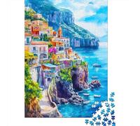lihuogongsio Amalfi Coast, Italy 1000 Pieces for Adults 1000 Piece Puzzle Coastal Paradise Educational Games Home Decoration Multi Colour Impossible Puzzle Brain Teaser Puzzle 1000pcs (75x50cm)