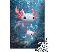 lihuogongsio Axolotl 1000 Piece Jigsaw Puzzle for Adults, Salamander Multi Colour, Modern Style, Zoning Design, Bonus Poster, 1000pcs (75x50cm), 1 Set, 1000 Pieces, 1 Gram, Unisex, Age 14+
