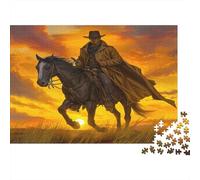 lihuogongsio Cowboy Jigsaw Puzzles for Adults 1000 Pieces Western Cowboy Impossible Puzzle Brain Teaser Difficult Educational Games Relax Puzzles Games Premium 1000pcs (75x50cm)