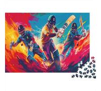 lihuogongsio Cricket Sports 1000 Pieces for Adults 1000 Piece Puzzle Global Cricket Educational Games Home Decoration Multi Colour Impossible Puzzle Brain Teaser Puzzle 1000pcs (75x50cm)