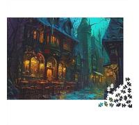 lihuogongsio Magic Street 1000 Piece Jigsaw Puzzles Home Decoration Magic Tavern Puzzle Multi Colour Impossible Puzzles Games Gift Brain Teaser Puzzle Educational Games 1000pcs (75x50cm)