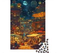 lihuogongsio Moonlit Marketplace 1000pcs Challenge Jigsaw Puzzle for Adults Ghibli Totoro Whimsical Style Intermediate to Advanced Puzzle 1000 Pieces 1000 Items 1000pcs (75x50cm) 16 Years and Up