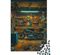lihuogongsio Motorcycle 1000 Pieces Challenge Jigsaw Puzzle for Adults Garage Theme Impossible Puzzle Educational Games Home Decoration Puzzle Multi Colour 1000pcs (75x50cm)