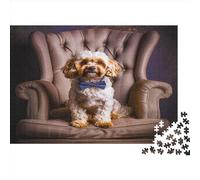 lihuogongsio Puppy 1000 Piece Jigsaw Puzzles for Adults 1000 Pieces Puzzle Cavachon Dog Gifts Home Decoration Educational Games Premium Multicolor Impossible 1000pcs (75x50cm)