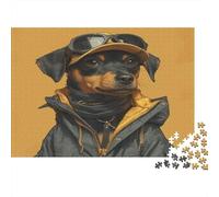 lihuogongsio Sausage Dog Jigsaw Puzzles for Adults 500 Piece Jigsaw Dachshund Family Fun Educational Games Home Decoration Colorful Impossible Puzzles Relax Games 500pcs (52x38cm)