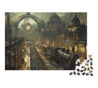 lihuogongsio Steampunk 1000 Piece Jigsaw Puzzles for Adults Steam Train Station Family Fun 1000 Pieces Puzzles Relax Puzzles Games Multicolor Premium Gifts Impossible Puzzle 1000pcs (75x50cm)