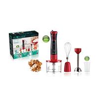 Lihuzmd 600W Powerful Hand Blender Stick Immersion Blender with Mixing Beaker Chopper Whisk Variable Speeds cooking machine juicer,Red