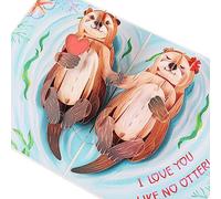 Liif Otter Half 3D Pop Up Anniversary Card For Wife, Husband, Couple, Funny Birthday Card - For Girlfriend, Boyfriend | With Message Note & Envelop | Size 7 x 5 Inch