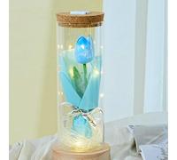 LIIGOU Artificial Tulips Flowers Fake in Vase One of a Kind Real Touch Tulips Flower in Glass Mothers Day Romantic DIY Gifts for Women in Her Birthday Anniversary Teachers Day