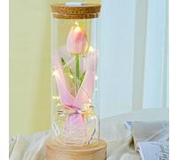 LIIGOU Artificial Tulips Flowers Fake in Vase One of a Kind Real Touch Tulips Flower in Glass Mothers Day Romantic DIY Gifts for Women in Her Birthday Anniversary Teachers Day