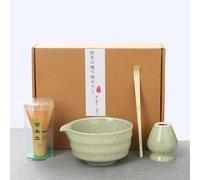 LIIGOU Matcha Tea Set 4PCS Japanese Matcha Kit with Bamboo Matcha Whisk Ceramic Matcha Bowl Scoop & Holder Traditional Japanese Tea Ceremony Matcha Gift Set for Beginners and Enthusiasts (Green)