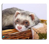 Liili Mouse Pad Natural Rubber Mousepad IMAGE ID: 24210447 Portrait of sable ferret lying in the basket