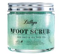 Liillya Exfoliating Foot & Body Scrub with Tea Tree Oil & Peppermint Oil, Natural Foot Exfoliator for Smooth Heels & Callus Removal, Exfoliating Scrub for Dry Skin, Cleansing Moisturizing, 300g
