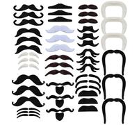 Liiqin Moustache for Sticking, Pack of 48 Novelty Schnauzer for Gluing, False Beard, Adhesive Beards, Fast Glue, Self Adhesive Moustache, Fake Beard, Party Beard for Halloween, Birthday and Party