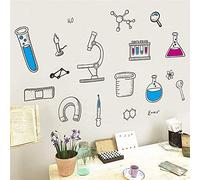 LIIT Cartoon Science Laboratory Wall Stickers for Classroom Study Room Kids Bedroom Home Decoration DIY Nursery Mural Art Decal