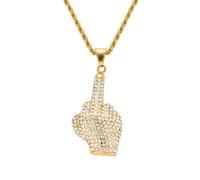 Liitata Hip Hop Gold Necklace Middle Finger Pendant Necklace Rock Star Rapper Punk Gold chain 80s 90s Costume Outfits for Women Men Masquerade Party Carnival Concert