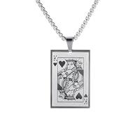 Liitata Pik Poker Card Pendant Necklace Stainless Steel Playing Card Necklace Rock Punk Chain Necklace for Men Women- Silver