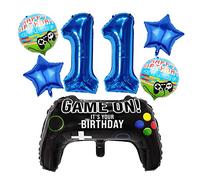 Liitata Video Game 11th Birthday Decorations for Boys Gaming Party Decorations Set for Gamers Blue Number 11 Foil Balloon Large Game Controller Balloon for Boy Birthday Motto Party