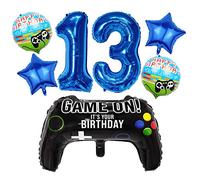 Liitata Video Game 13th Birthday Decorations for Boys Gaming Party Decorations Set for Gamers Blue Number 13 Foil Balloon Large Game Controller Balloon for Boy Birthday Motto Party