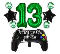 Liitata Video Game 13th Birthday Decorations for Boys Gaming Party Decorations Set for Gamers Green Number 13 Foil Balloon Large Game Controller Balloon for Boy Birthday Motto Party