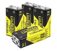 LiitoKala 9V Rechargeable Batteries, 1100mAh USB-C High Capacity Rechargeable Lithium Batteries with indicator light for Smoke Alarms, Metal Detectors, Walkie-talkies, Medical Devices etc (4 Pack)