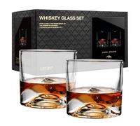 LIITON Denali Mountain Whiskey Glasses Set of 2, Freezable Old Fashioned Glass Chills Cocktails, Bourbon, Scotch with 1lb of Frozen Crystal, Gifts for Men on Fathers Day, Christmas, Birthday