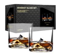 LIITON Everest Mountain Whiskey Glasses Set of 2, Freezable Old Fashioned Glass Chills Cocktails, Bourbon, Scotch with 1lb of Frozen Crystal, Gifts for Men on Fathers Day, Christmas, Birthday