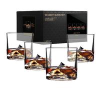 LIITON Everest Mountain Whiskey Glasses Set of 4, Freezable Old Fashioned Glass Chills Cocktails, Bourbon, Scotch with 1lb of Frozen Crystal, Gifts for Men on Fathers Day, Christmas, Birthday