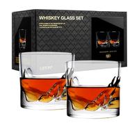 LIITON Grand Canyon Whiskey Glasses Set of 2, Freezable Old Fashioned Glass Chills Cocktails, Bourbon, Scotch with 1lb of Frozen Crystal, Gifts for Men on Fathers Day, Christmas, Birthday