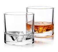 LIITON Lake Tahoe Whisky Glasses, Smooth Rim, Set of 2, 280ml | Freezable lead-free crystal, Tahoe sculpted base, chills whisky with no ice, no dilution, thick weighted base