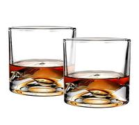 LIITON Mont Blanc Mountain Whiskey Glasses Set of 2, Freezable Old Fashioned Glass Chills Cocktails, Bourbon, Scotch with 1lb of Frozen Crystal, Gifts for Men on Fathers Day, Christmas, Birthday