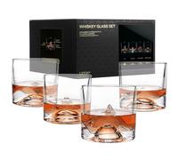 LIITON The Peaks Variety Mountain Whiskey Glasses Set of 4 Unique Freezable Old Fashioned Glass Chills Cocktails, Bourbon, Scotch with 1lb of Frozen Crystal, Gifts for Men on Fathers Day & Christmas