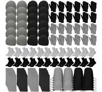 Liitrsh 120 Pcs Homeless Care Package Supplies Winter Beanie Hat Gloves Socks Scarves Polyester Drawstring Bags for Women Men, Black, Gray, One size