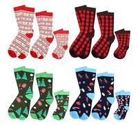 Liitrsh 16 Pair Christmas Socks Christmas Family Matching Socks Cotton Holiday Crew Socks, As Shown in the Pictures, 4-6 Years