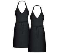Liitrsh 2 Pack Unisex V Neck Aprons Black Tuxedo Server Aprons 2 Pockets Bib Pinafore Long Waist Tie Adjustable Waiter Pinafore for Event Bistro Cafe Staff, Black, One Size