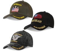 Liitrsh 3 Pcs Army Veteran Hat Us Military Hat for Men Flag American Baseball Cap Low Profile Cap Adjustable Embroidered Washed Veteran Hats for Men Women Soldier Unisex Gifts