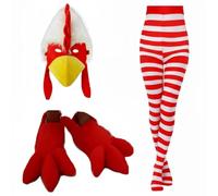 Liitrsh 3 Pcs Halloween Chicken/duck Costume Accessories Set Funny Plush Mask Hat Claw Shoe Pantyhose for Men Women Cosplay, Bright Yellow, 9.45 Inches