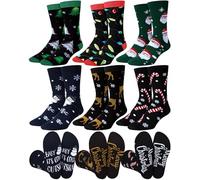 Liitrsh 6 Pairs Funny Christmas Crew Socks for Men Xmas Tree Patterned Dress Socks Novelty Xmas Stuffers for Holiday Gifts