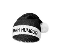 Liitrsh Bah Humbug Christmas Santa Claus Hat with Words Holiday Plush Hats Warm Thick Comfortable for Adults Kids Party Festival Supplies, Black With White (Liitrsh-Headwear-TSV1546)