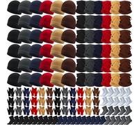 Liitrsh Bulk Winter Beanies Gloves Scarf Sock Sets for Men Women, Fleece Hats for Homeless Donation Charity Bundle, Classic Colors, as pictures show
