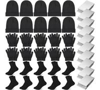 Liitrsh Christmas Homeless Care Package Supplies Bulk Winter Beanies Gloves Socks Emergency Blankets for Women Men, Black, One size