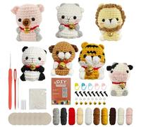 liiyiela 7 Pieces Complete Crochet Kit for Beginners - Small Animal Crochet Kit, Include Video Tutorial, Instruction, Soft Yarn, Birthday Gift for Adults.