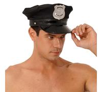 LiiYii Mens Military Hat Stage Show Police Cap Adults Police Uniformd Halloween Cosplay Party Black Type A One Size