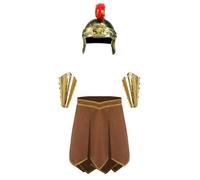 LiiYii Men's Spartan Warrior Cosplay Set Armor Skirt Crested Helmet Arm Guards Halloween Masquerade Brown XXL